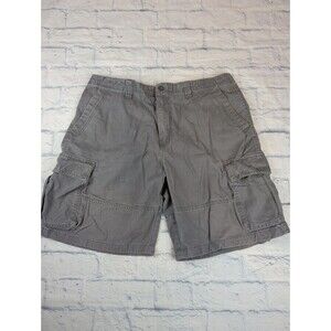 VTG Bugle Boy Shorts Men 36 Gray Chino Cargo Pockets 10" Inseam Casual*